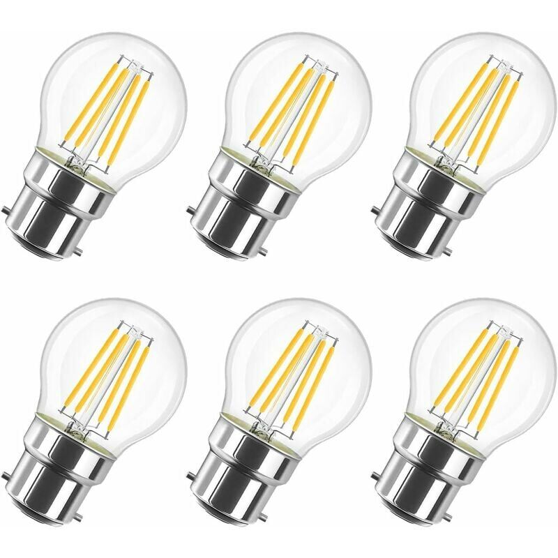 KZQ - 6W Ampoule led Filament à Bayonnate G45 B22, 2700K Blanc Chaud, 806Lm, Ampoule Vintage, Non-Dimmable, Lot de 6 [Classe énergétique d]