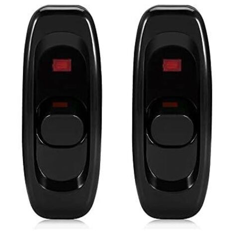 KZQ 72 x 26,5 x 21 mm, 2 pezzi, interruttore per lampada da comodino, interruttore della luce con spia luminosa, interruttore online per piccoli elettrodomestici o lampade (nero)