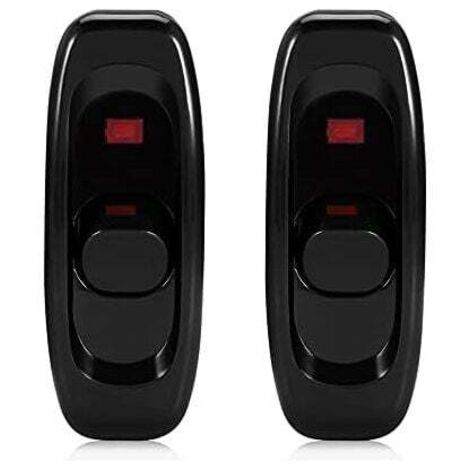 KZQ 72 x 26,5 x 21 mm, 2 piezas, interruptor de lámpara de noche, interruptor de luz con luz indicadora, interruptor en línea para pequeños electrodomésticos o lámparas (negro)