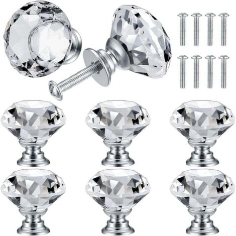 KZQ 8 pomos de cristal para puerta, tiradores de diamante, tiradores de diamante para muebles, tiradores decorativos para armarios, cajones y cocinas (30 mm)