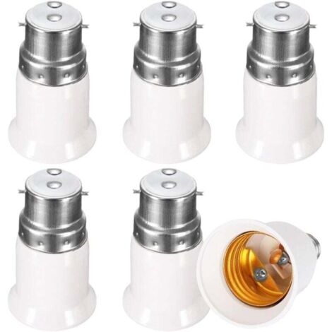 KZQ Adaptador de casquillo 6x, adaptador de casquillo B22 a E27, convertidor LED para base de bombillas