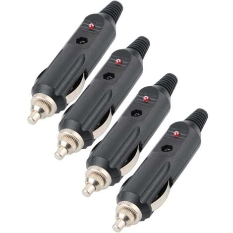KZQ Adaptador de enchufe para encendedor de coche de 12 V/24 V con luces LED, enchufe macho con fusible (4 unidades)