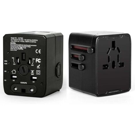 KZQ Adaptador de viaje, enchufe universal, cargador de viaje internacional, 3 USB y 1 tipo C, adaptador de CA universal de pared.