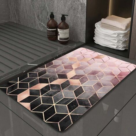 KZQ Alfombra de baño nórdica antideslizante, absorbente de agua, de algodón TPR, antideslizante, de microfibra suave, para baño, sala de estar, lavandería, 40 x 60 cm