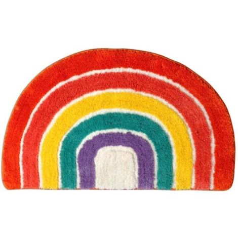 KZQ alfombra de baño para niños, absorbente, arcoíris, semicircular, antideslizante, para el hogar.