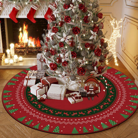 KZQ Alfombra redonda navideña para sala de estar, moderna, con falda para árbol de Navidad, antideslizante, para dormitorio, cocina, balcón, patio, comedor, interior y exterior (100 cm, alce)
