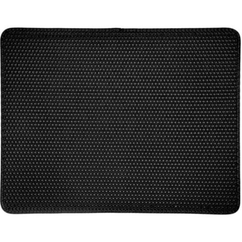 KZQ Alfombrilla de arena negra para gatos, antideslizante, de gran tamaño, con doble capa de nido de abeja, antihuellas, lavable y fácil de limpiar (61 x 38 cm, negra)