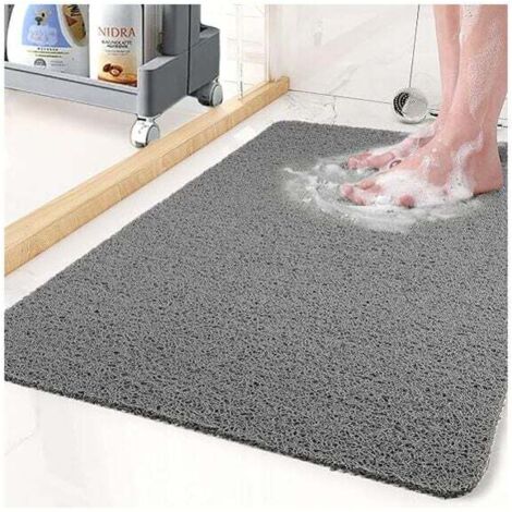 KZQ Alfombrilla de ducha antideslizante, alfombrilla de bañera sin ventosas, alfombrilla de lufa para bañera, secado rápido, gris, 50 x 80 cm