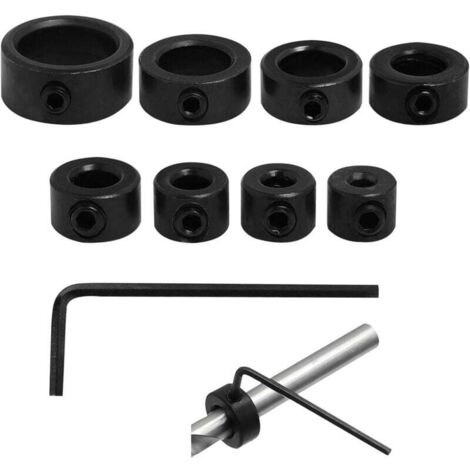 KZQ Anillo de tope de 3-16 mm de diámetro, anillo de tope de profundidad de perforación preciso, juego de anillos de posicionamiento para varios taladros, incluye llave Allen para facilitar los aj