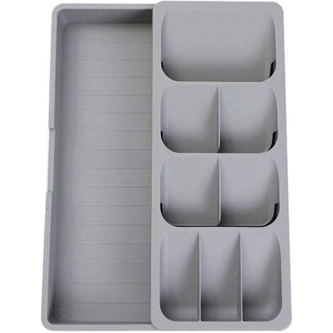 KZQ Bandeja organizadora de cubiertos, organizador expandible para cajón de cocina, contiene cubiertos, cucharas y tenedores.