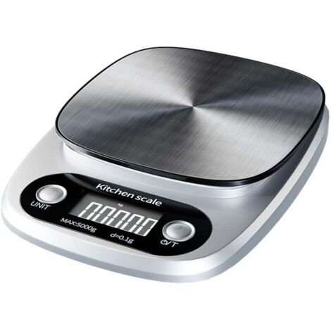 KZQ Báscula digital de cocina, 3 kg/0,1 g, eléctrica, pequeña, de acero inoxidable, mini, inteligente, resistente al agua, con pantalla LCD, precisión de gramos (plateada).