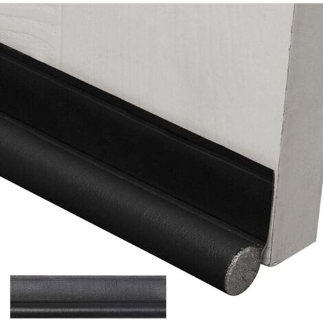 KZQ Base de puerta aislante, 95 x 10 cm, antifrío, con junta autoadhesiva, protección contra corrientes de aire y ruido (color: negro)