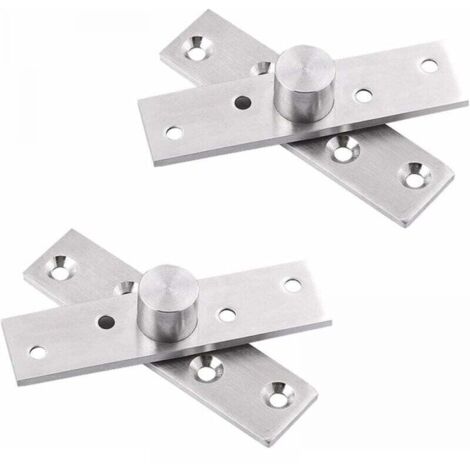 KZQ Bisagra pivotante de 360 grados para puerta, 2 piezas de acero inoxidable con pasador central, bisagras giratorias ocultas de alta resistencia con tornillos de fijación (75 x 17 mm)