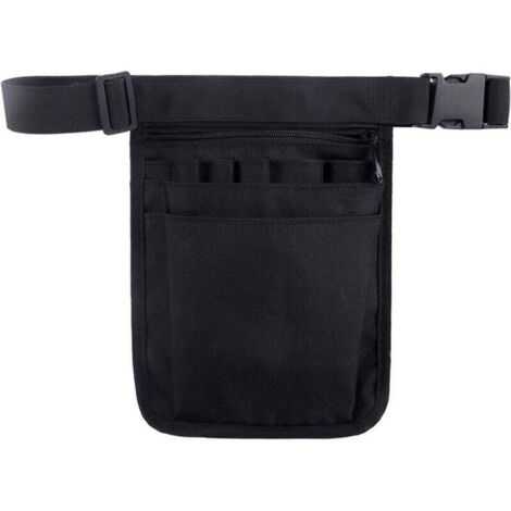 KZQ Bolsa de herramientas multifuncional para enfermeras, bolsa de herramientas para cinturón, portaherramientas, bolsa de almacenamiento de accesorios para enfermeras, negra, con cinturón ajustab