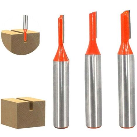 KZQ Broca fresadora recta de 8 mm, 3 piezas, broca para ranurar, fresa para madera, herramienta para trabajar la madera, diámetro de corte: 3 mm, 4 mm y 5 mm