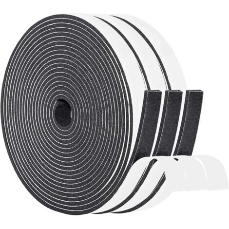 KZQ Burlete para puerta, aislante para ventana, burlete antifrío para puerta de entrada, 3 rollos de 15 mm (ancho) x 5 mm (alto) x 15 m (largo), blanco y negro (cada uno de 5 m)