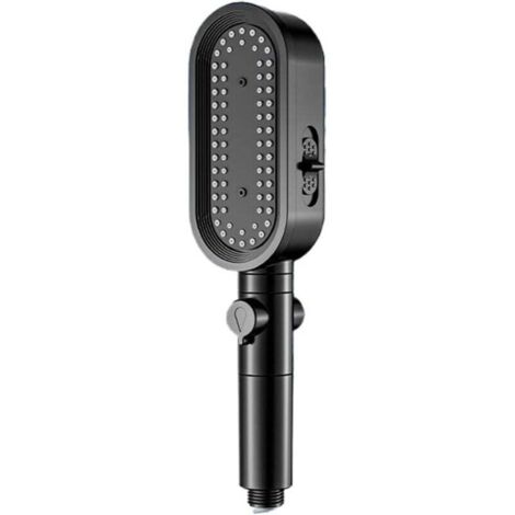 KZQ Cabezal de ducha con botón de parada, cabezal de ducha de alta presión, cartucho de filtro incorporado, accesorio de baño, cabezal de ducha de mano de 3 modos (negro)
