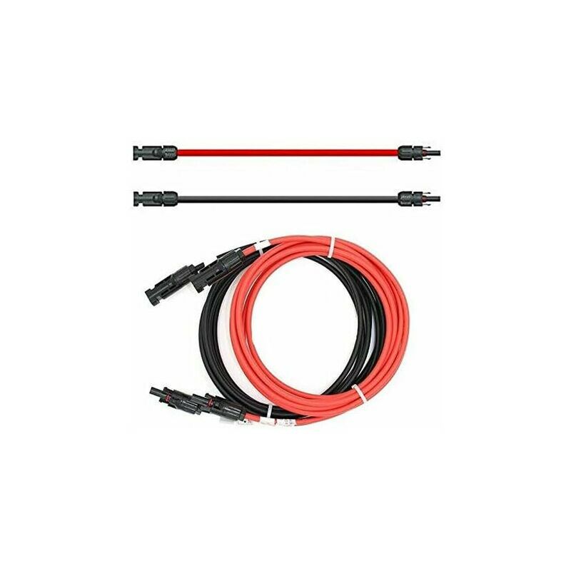 KZQ - Câble de rallonge - Des deux côtés - Câble solaire - Rouge/noir - 6 mm² - Avec connecteur solaire monté - 1 à 50 m (2 x 5 m)