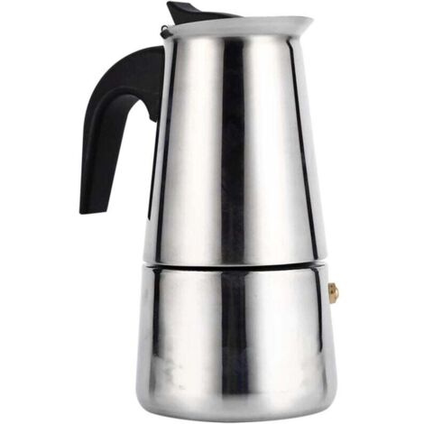 KZQ Cafetera espresso italiana portátil de acero inoxidable de 4 tazas, ideal para cocinas de gas, vitrocerámica y de inducción (4 tazas - 200 ml, 17,5 x 8,5 cm)