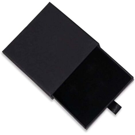 KZQ Caja de regalo para joyas (2 unidades), de papel, tamaño pequeño (9 x 9 x 1,7 cm, para guardar collares, pendientes y anillos), color negro.