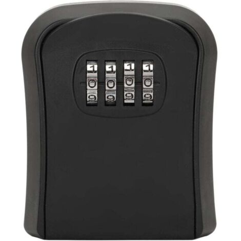 KZQ Caja de seguridad para llaves de pared, con combinación reiniciable de 4 dígitos para llaves de casa, inmobiliarias y garaje, con capacidad para 5 llaves (negra)