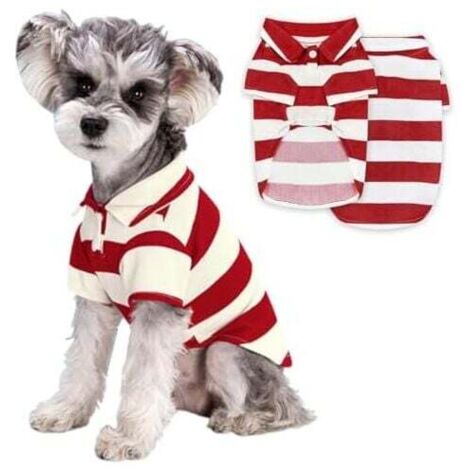 KZQ - Camisetas rojas para perros (27 x 17 x 17 cm), diseño a rayas, para gatos y cachorros, transpirables, para playa, de verano, de manga corta, ropa informal para perros pequeños