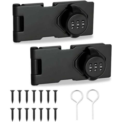 KZQ - Candado de combinación de 3 dígitos con tornillos (2 unidades), cerradura mecánica con contraseña para armarios, puertas de granero, color negro