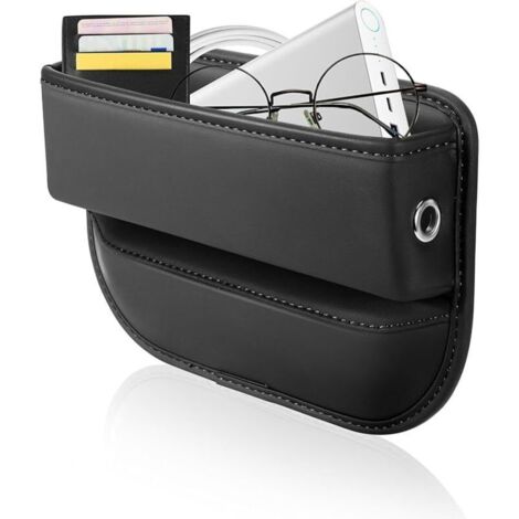 KZQ Car Seat Gap Filler, contenitore multifunzionale in pelle PU con foro laterale per cavi di telefoni cellulari.