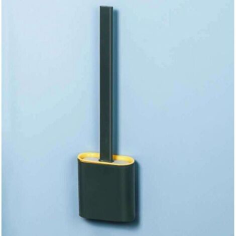 KZQ Cepillo de inodoro de silicona, cepillo de inodoro con soporte de secado rápido, cepillo de inodoro de mango largo desmontable, cepillo de inodoro de pared/suelo para baño