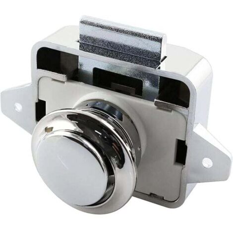 KZQ Cerradura de cajón con botón pulsador para puerta de armario, cerradura sin llave para catamarán, autocaravana, caravana, color plateado