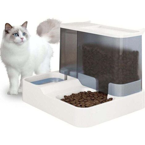 KZQ Comedero y dispensador de agua automático para gatos y perros pequeños, fuente y bebedero 2 en 1 de 3,8 L (blanco)