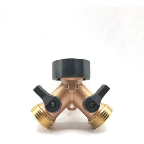 KZQ Conector de manguera, adaptador de grifo de agua de latón, conector de manguera de 3/4" en forma de Y de 2 vías para riego o lavado de jardines domésticos (estándar europeo)