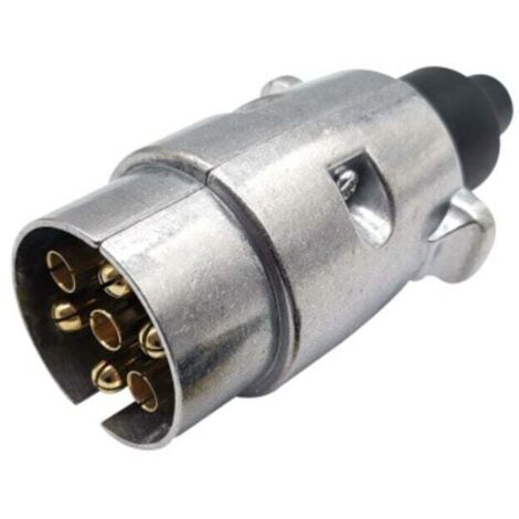 KZQ Conector macho de remolque metálico de 7 pines, toma de remolque metálica de 7 pines, conector eléctrico impermeable de 7 pines para remolque, conector de remolque metálico de 7 pines de 12 V