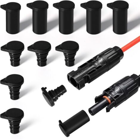 KZQ Conector solar impermeable, 10 paia di tapas di silicona a prueba de polvo e impermeables para inversor solar fotovoltaico (dimensione: nero)