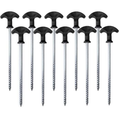 KZQ Confezione da 10 picchetti a spirale per tenda, picchetti da campeggio antiruggine da 21 cm, corda resistente con maniglia per campeggio, viaggi, escursionismo.