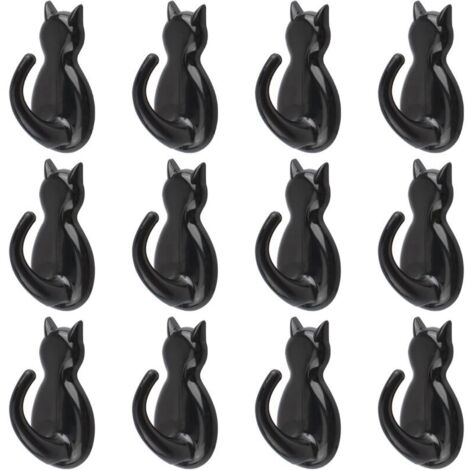 KZQ Confezione da 12 ganci adesivi in plastica per accappatoi, ganci per asciugamani a forma di gatto, ganci da parete per cucina, camera da letto e bagno.