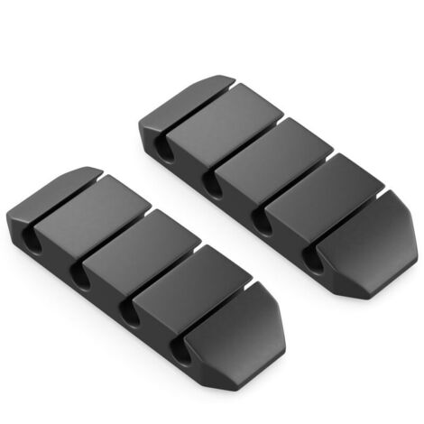 KZQ Confezione da 2 fascette autoadesive, guida cavi, organizzatore cavi, clip per cavi, gestione cavi, clip per cavi (per 4 cavi), nero