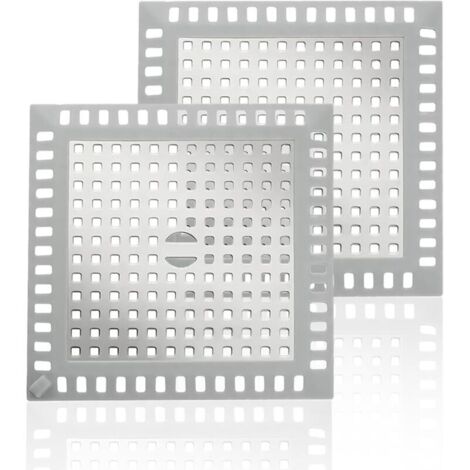 KZQ Confezione da 2 filtri per doccia, protezione per scarico lavello, copertura quadrata in acciaio inox, filtro universale per bagno, vasca da bagno e cucina (argento)