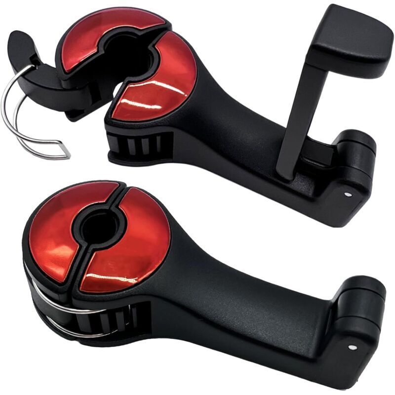 Image of KZQ - Confezione da 2 ganci per poggiatesta auto per appendere vestiti e borse (rosso)