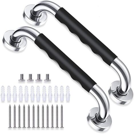 KZQ Confezione da 2 maniglie per vasca da bagno, barra di sostegno antiscivolo da 33,5 cm, maniglia per doccia a parete in acciaio inossidabile per anziani, disabili, bambini e donne incinte.
