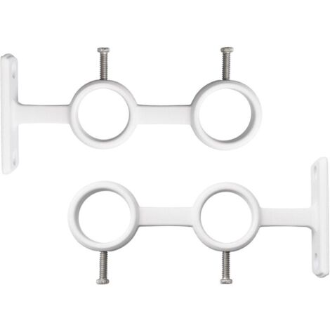 KZQ - Confezione da 2 staffe regolabili per aste per tende, staffe doppie resistenti per aste per tende circolari (bianche)