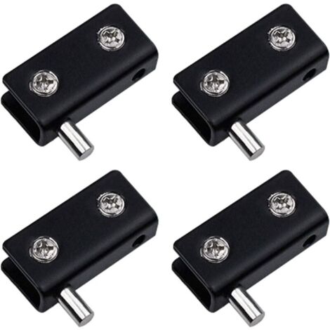KZQ Confezione da 4 cerniere pivotanti per porte in vetro senza telaio, clip per porte in vetro in acciaio inossidabile nero con perno regolabile, kit di sostituzione per porte in vetro da 5-6 mm