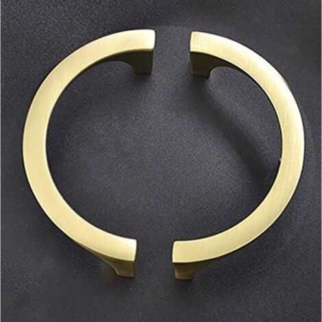 KZQ - Confezione da 4 eleganti maniglie rotonde in rame massiccio dorato con foro centrale da 3" per cassetti della cucina e della credenza, finitura in ottone spazzolato.