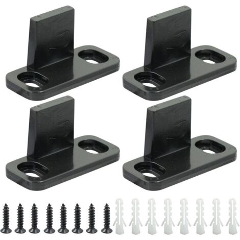 KZQ - Confezione da 4 guide per porte scorrevoli, rulli in plastica regolabili per porte scorrevoli in vetro, porte di armadi, porte di fienili, porte in legno - Nero
