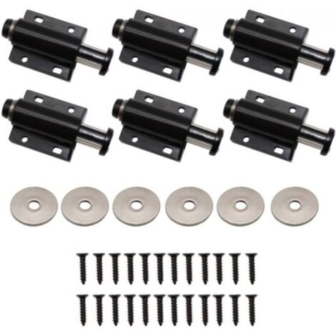 KZQ Confezione da 6 chiusure magnetiche a sfioramento da 45 mm, chiusure per porte nere, chiusure magnetiche in metallo per mobili, credenze e cassetti.