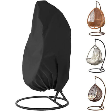 KZQ Copertura per sedia sospesa in rattan da giardino, impermeabile, antipolvere, 190 x 115 cm (nero)