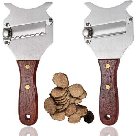 KZQ Cortador de trufas profesional de 2 piezas, cuchilla ajustable y afilada de acero inoxidable, cortador de queso, pelador de frutas y verduras, utensilios de cocina para trufas y setas.