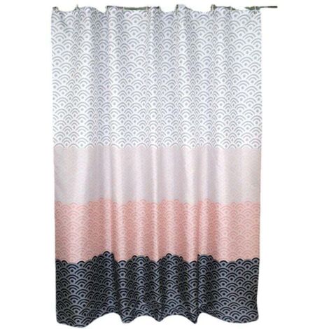 KZQ Cortina de ducha de 180 x 200 cm, tela de poliéster impermeable, lavable a máquina, cortina de baño con 12 ganchos, color rosa