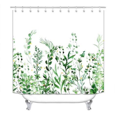 KZQ Cortina de ducha de poliéster antimoho de 180 x 200 cm, lavable con impresión digital y 12 ganchos gratis.