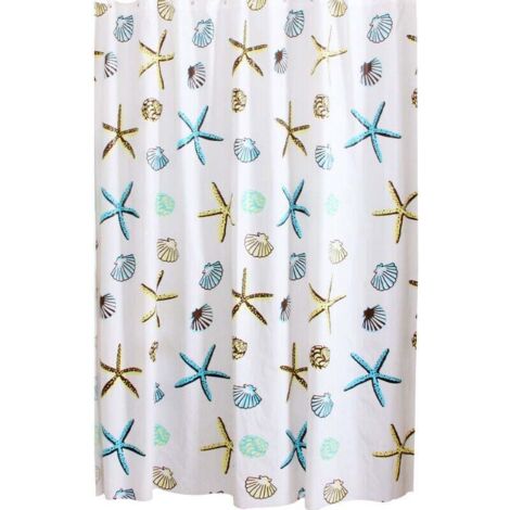KZQ Cortinas de ducha impermeables y antimoho de PEVA con diseño de estrellas de mar, para baño, hogar y hotel, 120 x 180 cm